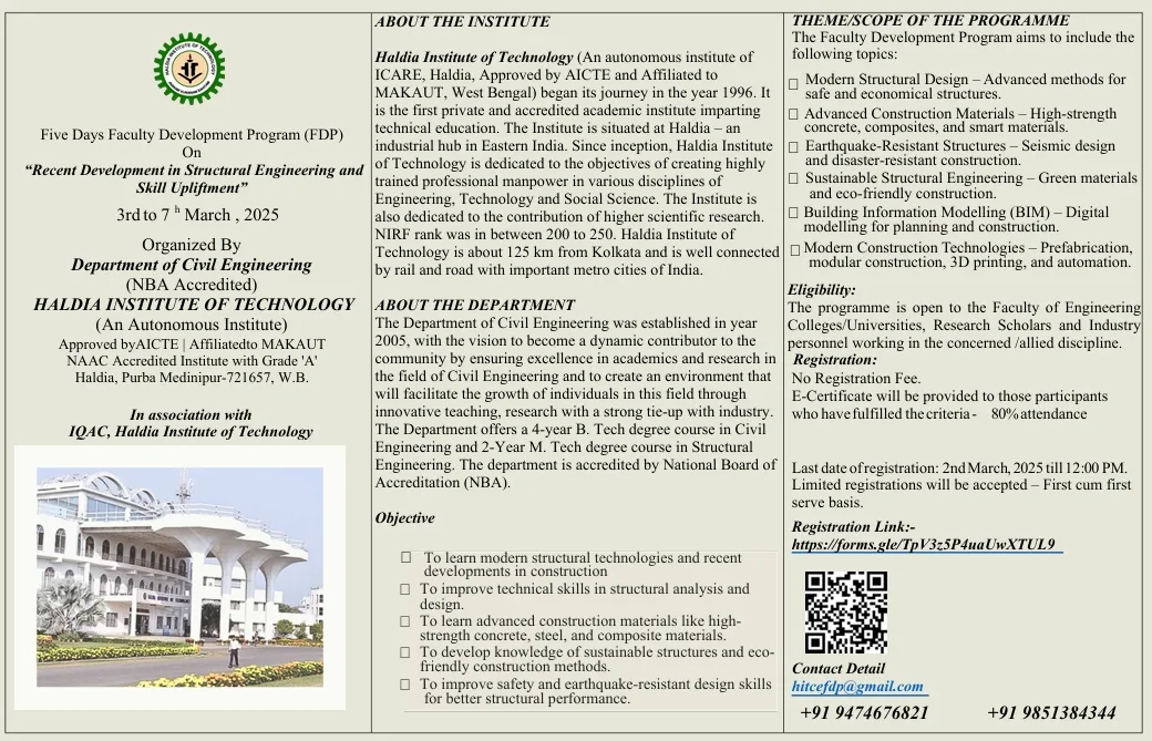 Recent Development in Structural Engineering and Skill Upliftment