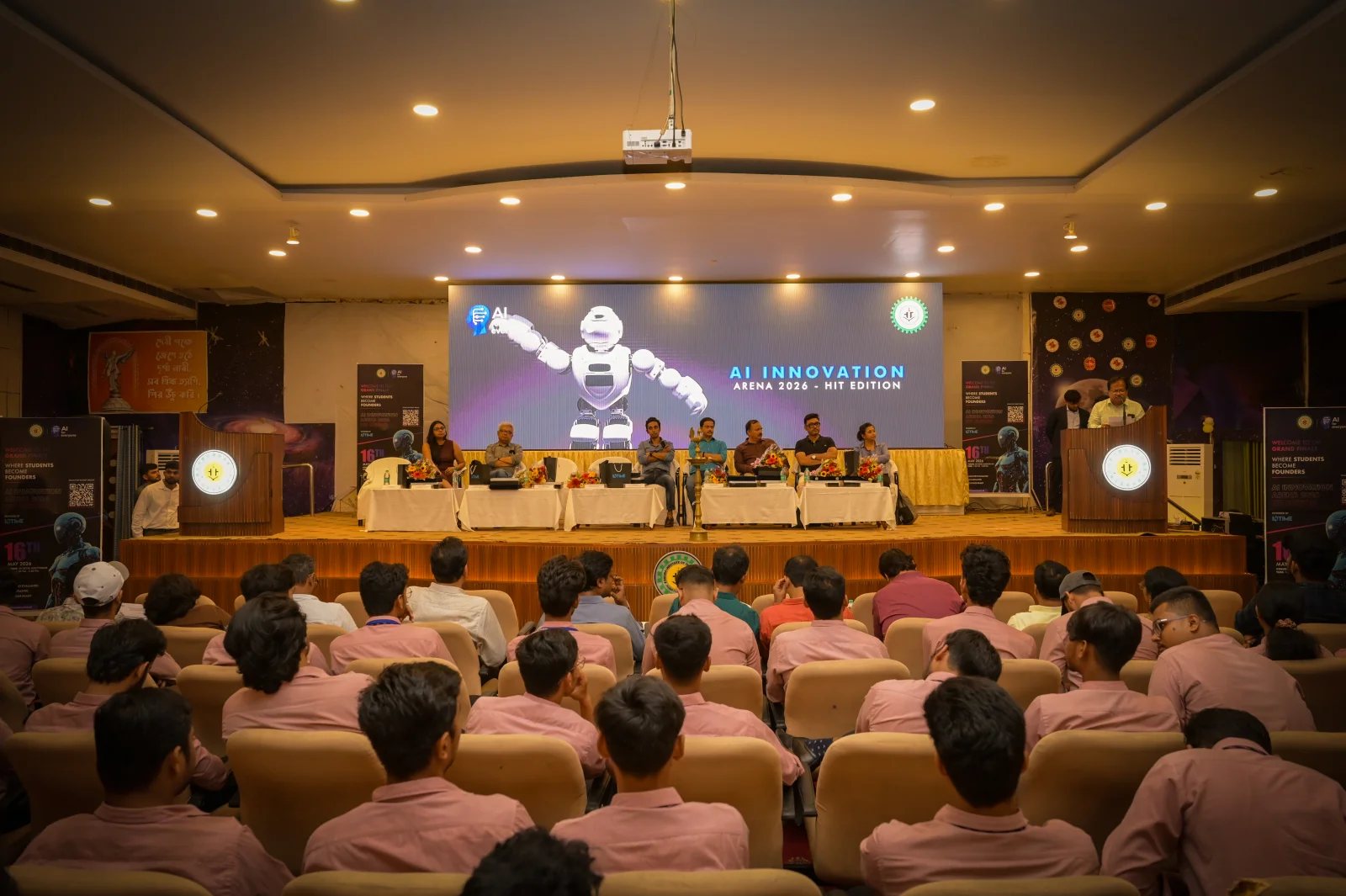 Student team pitching at the AI Innovation Arena Grand Finale